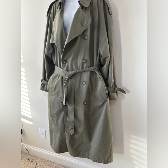Vintage London Fog Green Double Breasted Trench Coat Size 42 - Picture 6 of 8